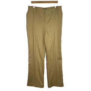 Lauren Ralph‎ Lauren Dress Pants Linen Womens 16W Tan  Wide Leg Cuffed Lined NWT